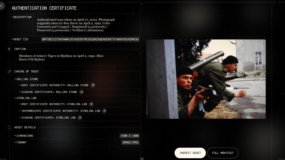 Creating the First Cryptographic Archive for a War Crimes Investigation