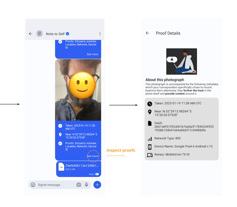 The Proof’s in Your Pocket: Proofmode inside Signal