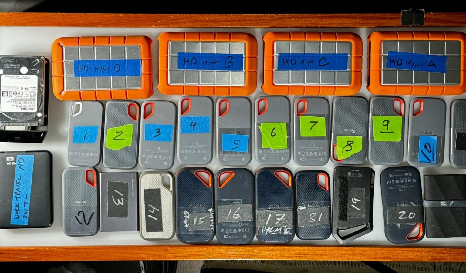 Chris Morris' collection of portable and flash drives